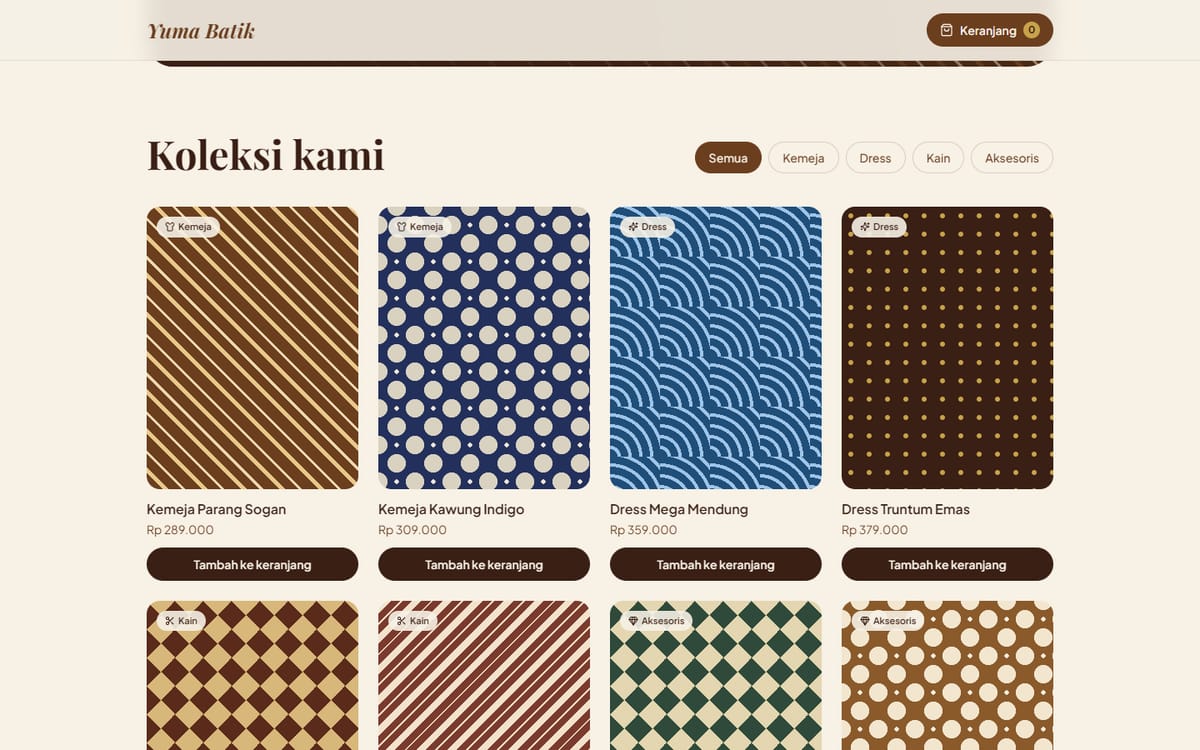 Tampilan project Yuma Batik